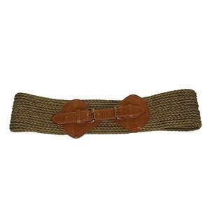 Braided Woven Belt with Faux‎ Leather Buckle Detail Adjustable bohemian hippie
